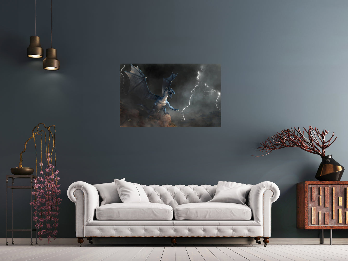 Blue Dragon with Lightning