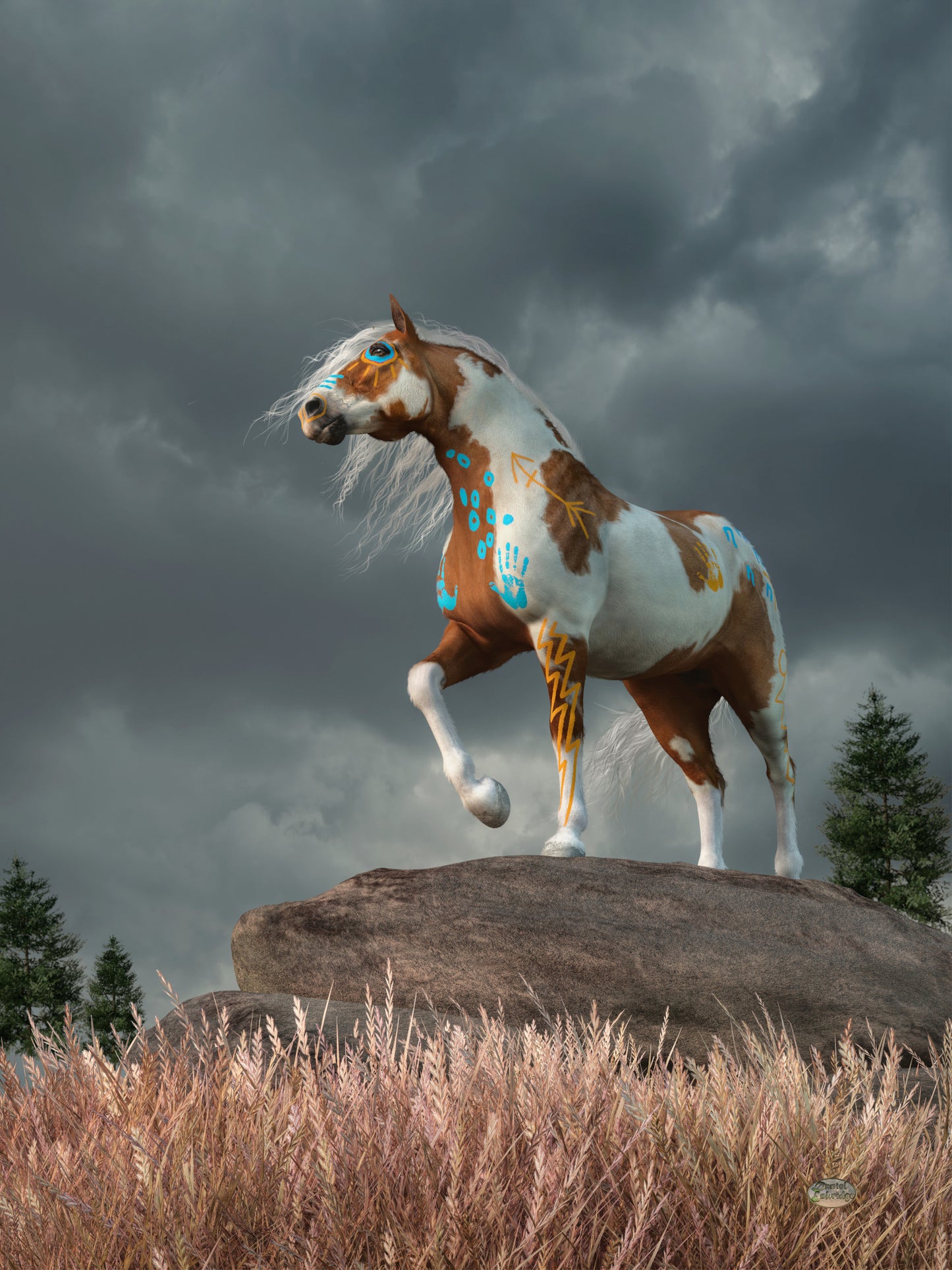 Sorrel Pinto War Horse