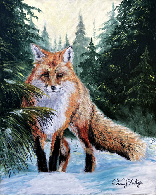 Fox in a Snowy Forest
