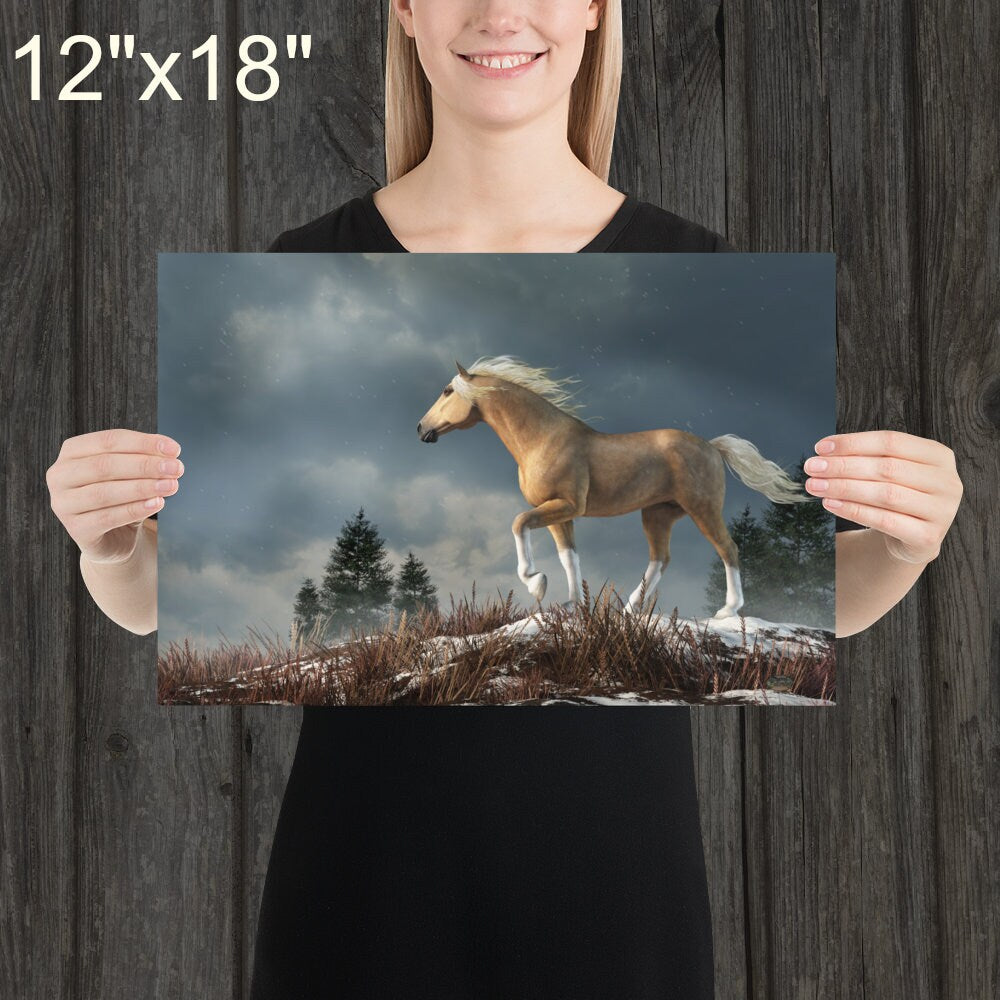 Palomino Horse in the Winter Wilderness