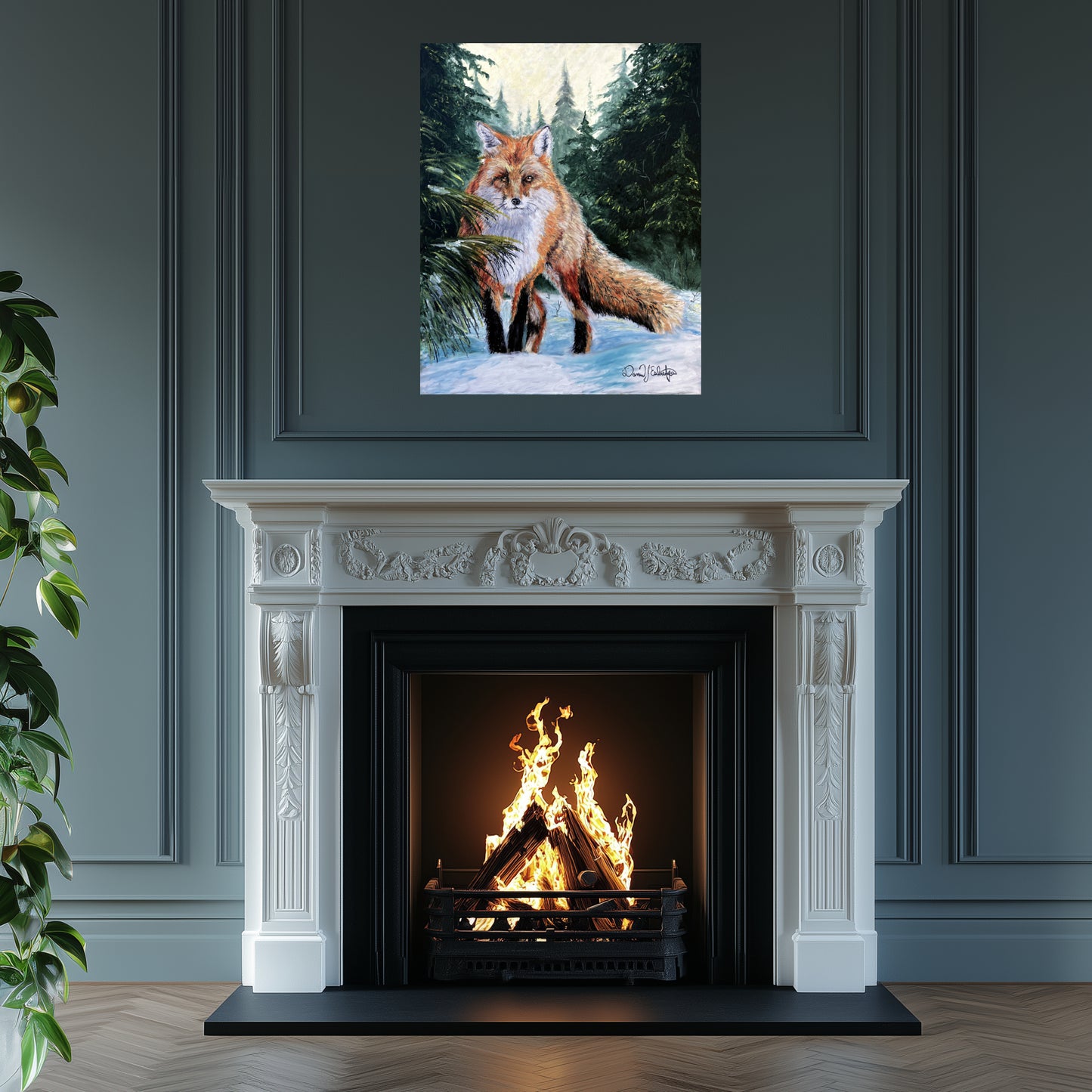 Fox in a Snowy Forest